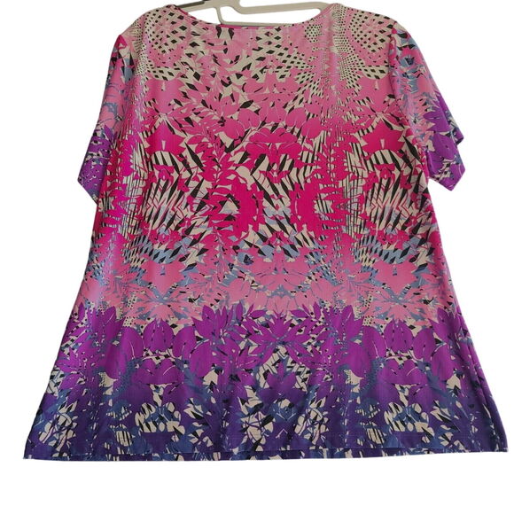 Investments Womens Blouse Multi-Color Size Large Polyester Blend Stretch - Picture 2 of 12